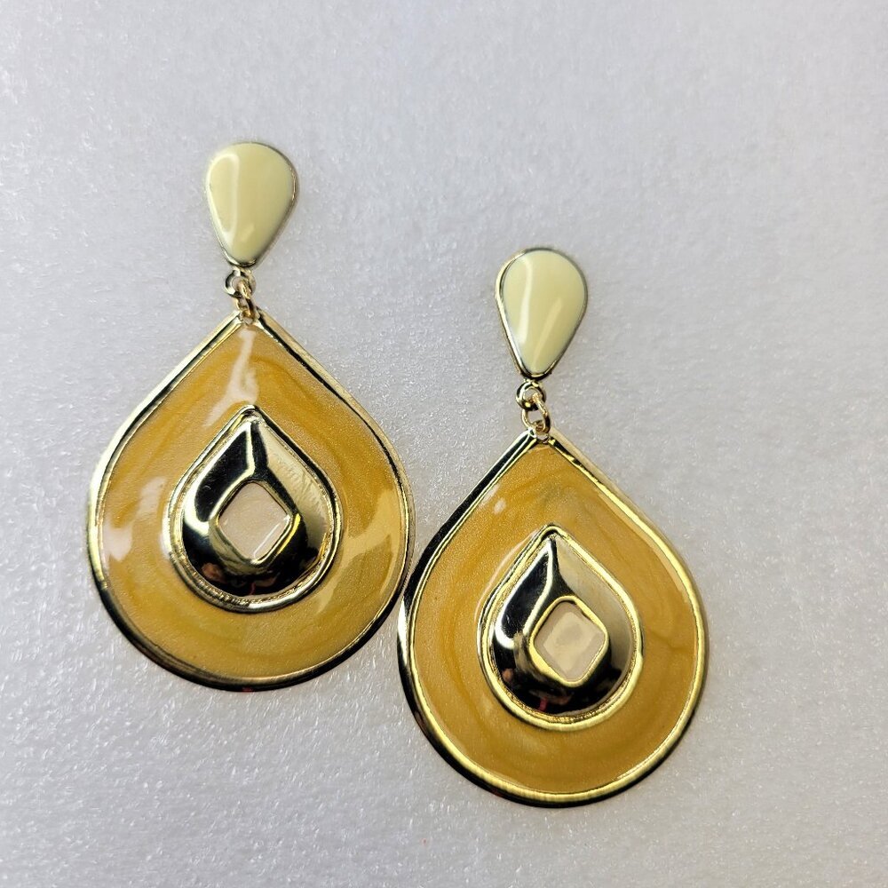 Yellow Earrings, Tear Drop Shaped Earrings - NEW
